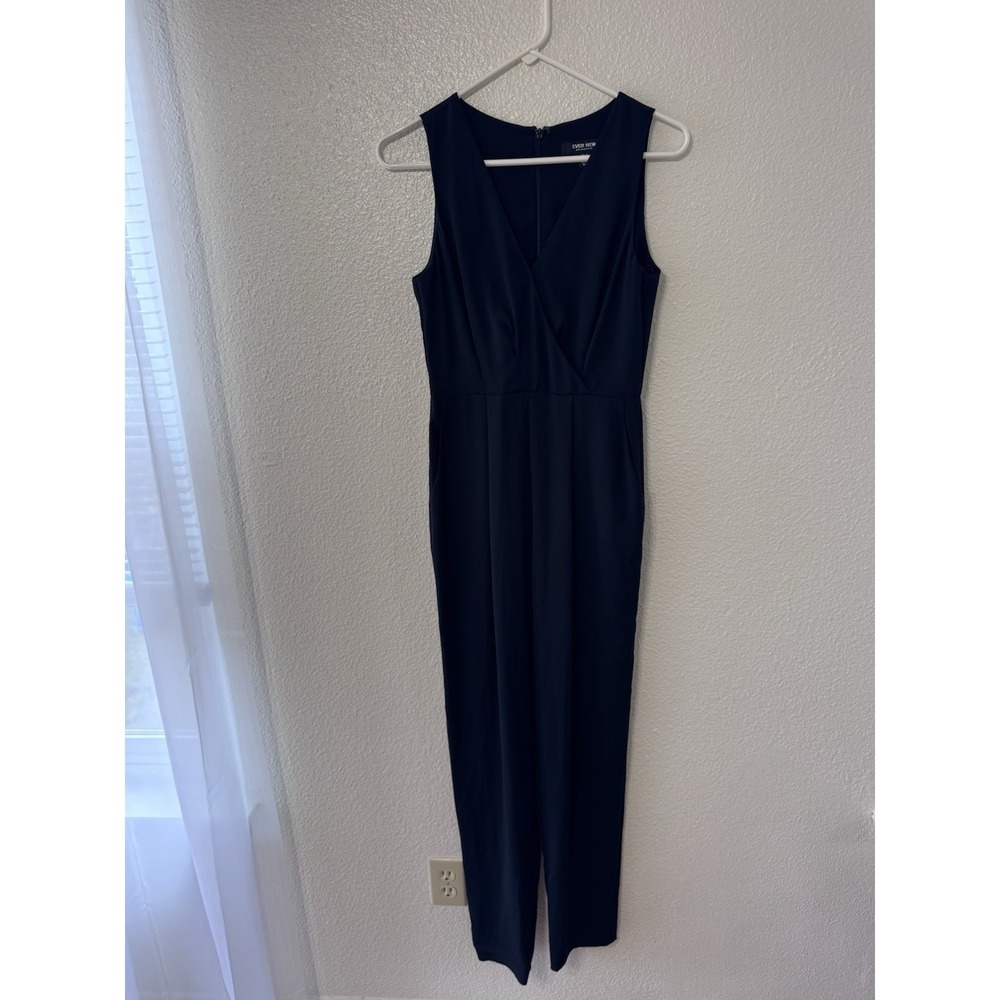 Ever New Melbourne Black Sleeveless Jumpsuit Women's US 4 AU 8 Surplice Wide Leg
